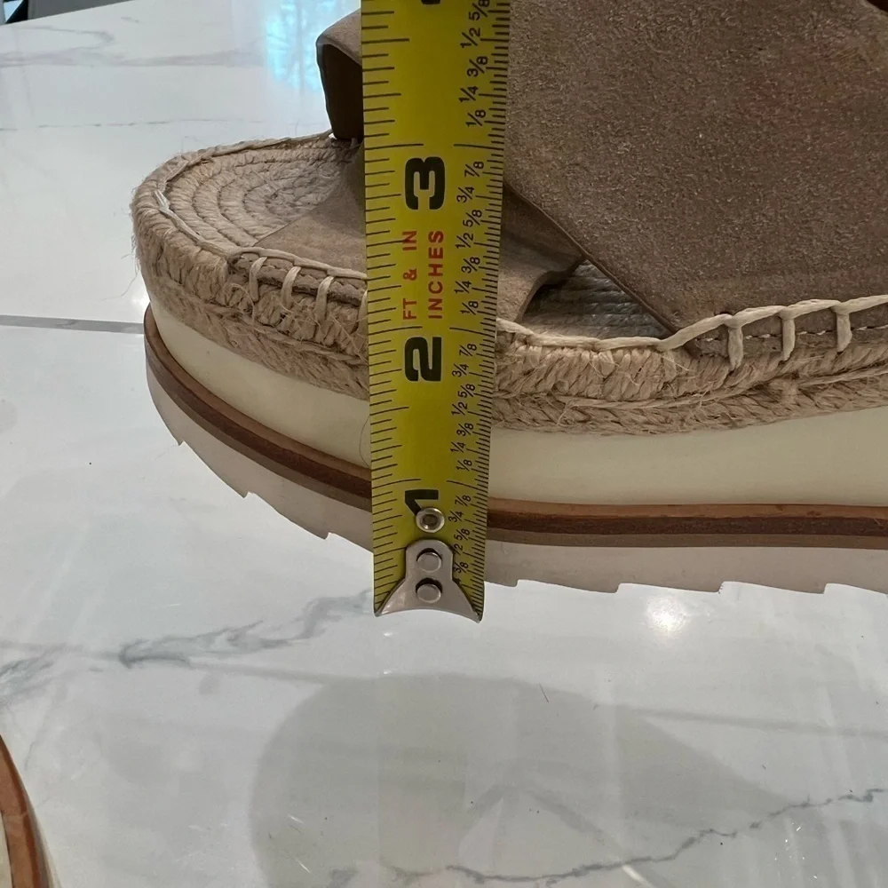 Marc FISCHER Glenna suede raffia platform wedge sandal size 6.5